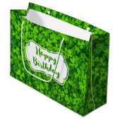 Lush Green Clovers met Water Drops Birthday Large Cadeautasje (Voorkant Gekanteld)