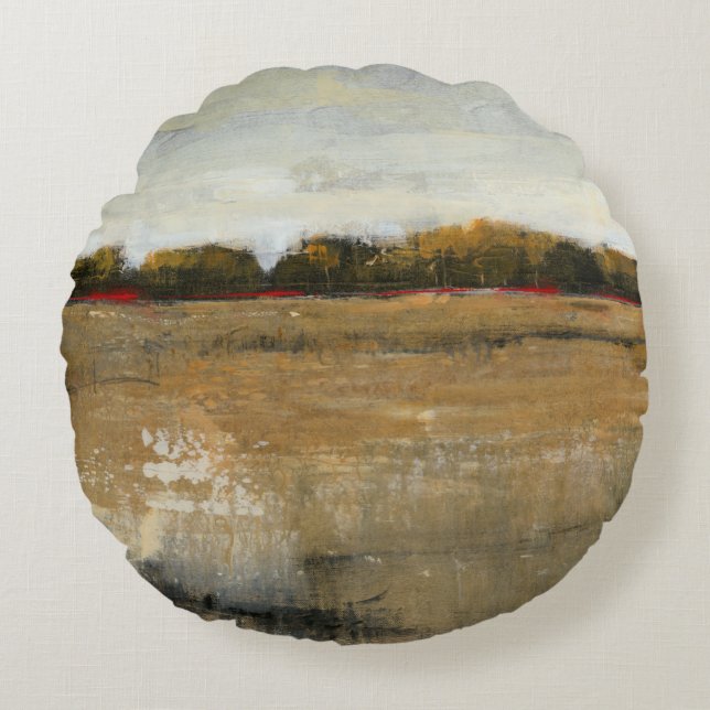 Lush Green Countryside Landscape Rond Kussen (Voorkant)