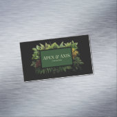 Lush Green Fern Foliage Black Modern Botanical Magnetisch Visitekaartje (Voorbeeld)