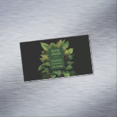 Lush Green Fern Foliage Black Modern Botanical Magnetisch Visitekaartje (Voorbeeld)