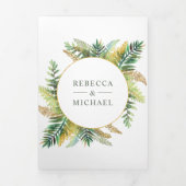 Lush Green Ferns Foto Collage QR Code Weddenschap Drieluik Uitnodiging (Cover)