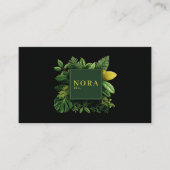 Lush Green Foliage Black Gold Frame Botanical Visitekaartje (Voorkant)