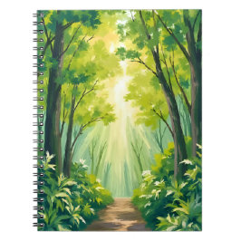 Lush Green Forest | Nature Landscape Watercolor Notitieboek