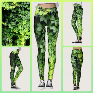 Lush Green Ivy Vine laat fotografisch over Leggings