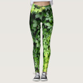 Lush Green Ivy Vine laat fotografisch over Leggings (Voorkant)