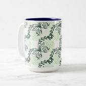 Lush Green Leaves And Vines Pattern Tweekleurige Koffiemok (Voorkant links)
