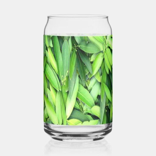 Lush Green Leaves Pattern – Natuur Botanisch Blikvorm Glas (Achterkant)