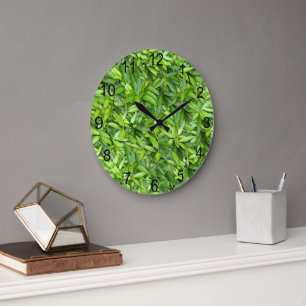 Lush Green Leaves Pattern – Natuur Botanisch Grote Klok