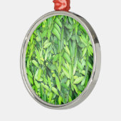 Lush Green Leaves Pattern – Natuur Botanisch Metalen Ornament (Links)