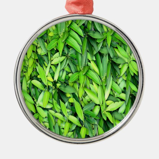 Lush Green Leaves Pattern – Natuur Botanisch Metalen Ornament (Voorkant)