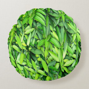 Lush Green Leaves Pattern – Natuur Botanisch Rond Kussen