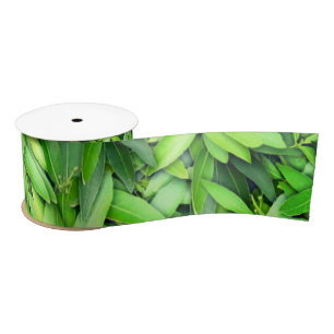 Lush Green Leaves Pattern – Natuur Botanisch Satijnen Lint