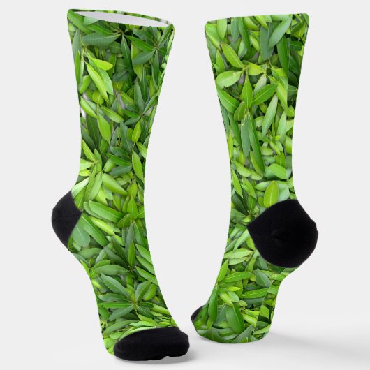 Lush Green Leaves Pattern – Natuur Botanisch Sokken (Gebogen)