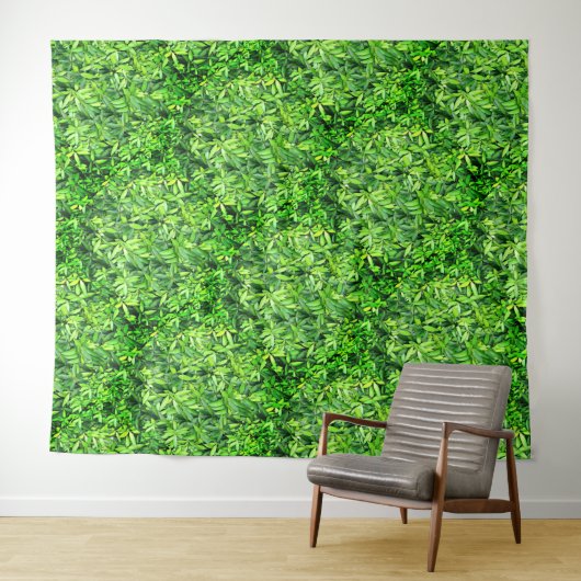Lush Green Leaves Pattern – Natuur Botanisch Wandkleed (In Situ (horizontaal))