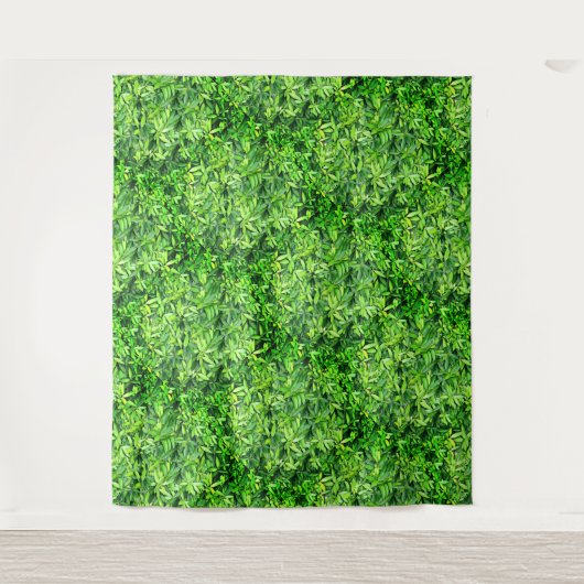 Lush Green Leaves Pattern – Natuur Botanisch Wandkleed (Voorkant)