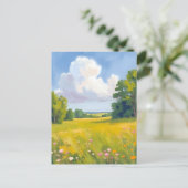 Lush Green Meadow Natuur Landschapsschilderkunst Briefkaart (Staand voorkant)
