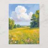 Lush Green Meadow Natuur Landschapsschilderkunst Briefkaart (Voorkant)