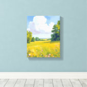 Lush Green Meadow Natuur Landschapsschilderkunst Canvas Afdruk (Insitu (Houten vloer))