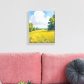 Lush Green Meadow Natuur Landschapsschilderkunst Canvas Afdruk (Insitu (Woonkamer))