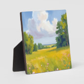 Lush Green Meadow Natuur Landschapsschilderkunst Fotoplaat (Voorkant)