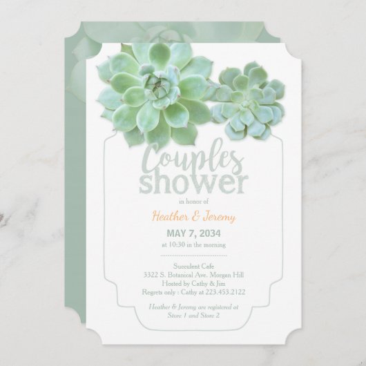 Lush Green Succulents Couples Shower Kaart (Voorkant / Achterkant)