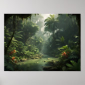 Lush Green Tropical Rainforest Jungle River Poster (Voorkant)