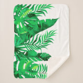 Lush Green - Waterverf Tropische Foliage - Sherpa Deken (Voorkant)