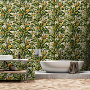 Lush Green & Yellow Tropical Forest Behang