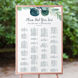 Lush Greenery Alfabetical Seating Chart Poster