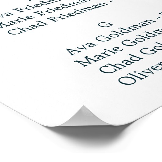 Lush Greenery Alfabetical Seating Chart Poster (Hoek)