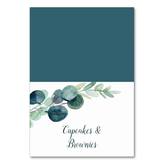 Lush Greenery and Eucalyptus Buffet Food Labels Kaart (Voorkant)