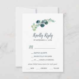 Lush Greenery and Eucalyptus Menu Choice RSVP Card