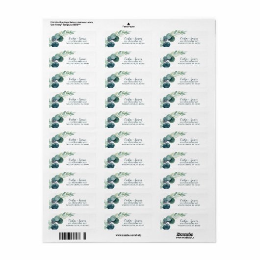 Lush Greenery and Eucalyptus Return Address Label (Full Sheet)