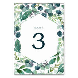 Lush Greenery and Eucalyptus Table Number Kaart