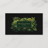 Lush Greenery Black Gold Frame Botanical Visitekaartje (Voorkant)
