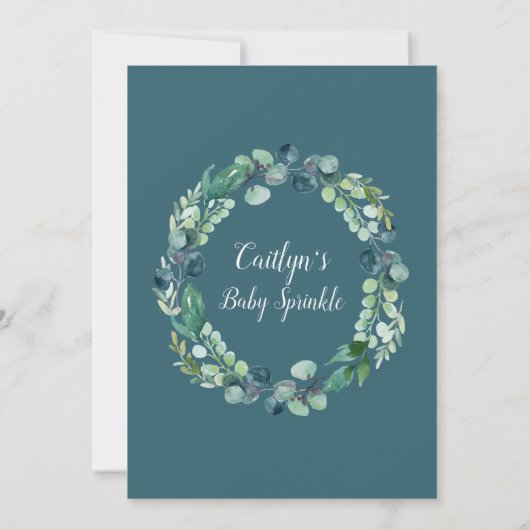 Lush Greenery en Eucalyptus Baby Sprinkle Kaart (Achterkant)