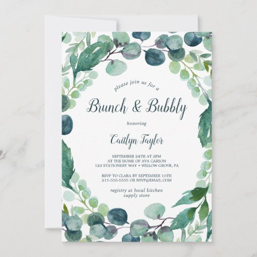 Lush Greenery en Eucalyptus Brunch en Bubble Kaart (Voorkant)