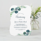 Lush Greenery en Eucalyptus Christening Kaart (Staand voorkant)