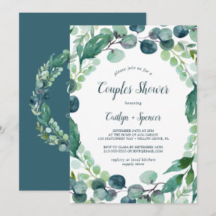 Lush Greenery en Eucalyptus Couples Shower Kaart