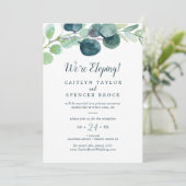 Lush Greenery en Eucalyptus Elopement Reception Kaart (Staand voorkant)