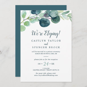 Lush Greenery en Eucalyptus Elopement Reception Kaart