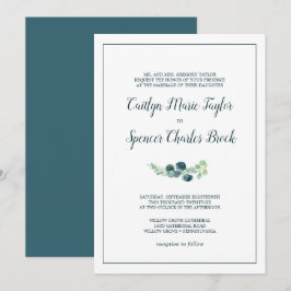 Lush Greenery en Eucalyptus Formal Wedding Kaart