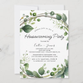 Lush Greenery en Eucalyptus Housewarming Party Kaart