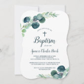 Lush Greenery en Eucalyptus met Cross Baptisme Kaart (Voorkant)