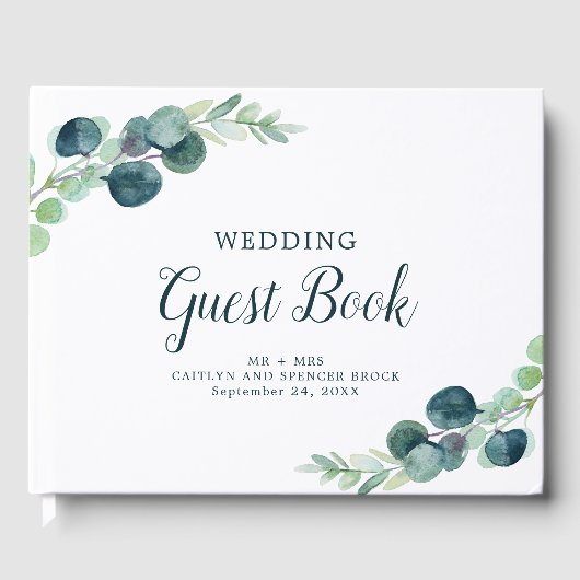Lush Greenery en Eucalyptus Wedding Gastenboek (Voorkant)