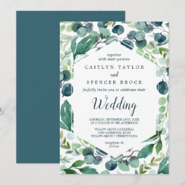 Lush Greenery en Eucalyptus Wedding Kaart