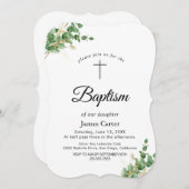 Lush Greenery & Eucalyptus Doopuitnodiging Kaart (Voorkant / Achterkant)