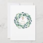 Lush Greenery Eucalyptus Foliage Cross Baptisme Kaart (Achterkant)