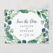 Lush Greenery & Eucalyptus Save the Date Briefkaar Uitnodiging Briefkaart (Voorkant)