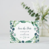 Lush Greenery & Eucalyptus Save the Date Briefkaar Uitnodiging Briefkaart (Staand voorkant)